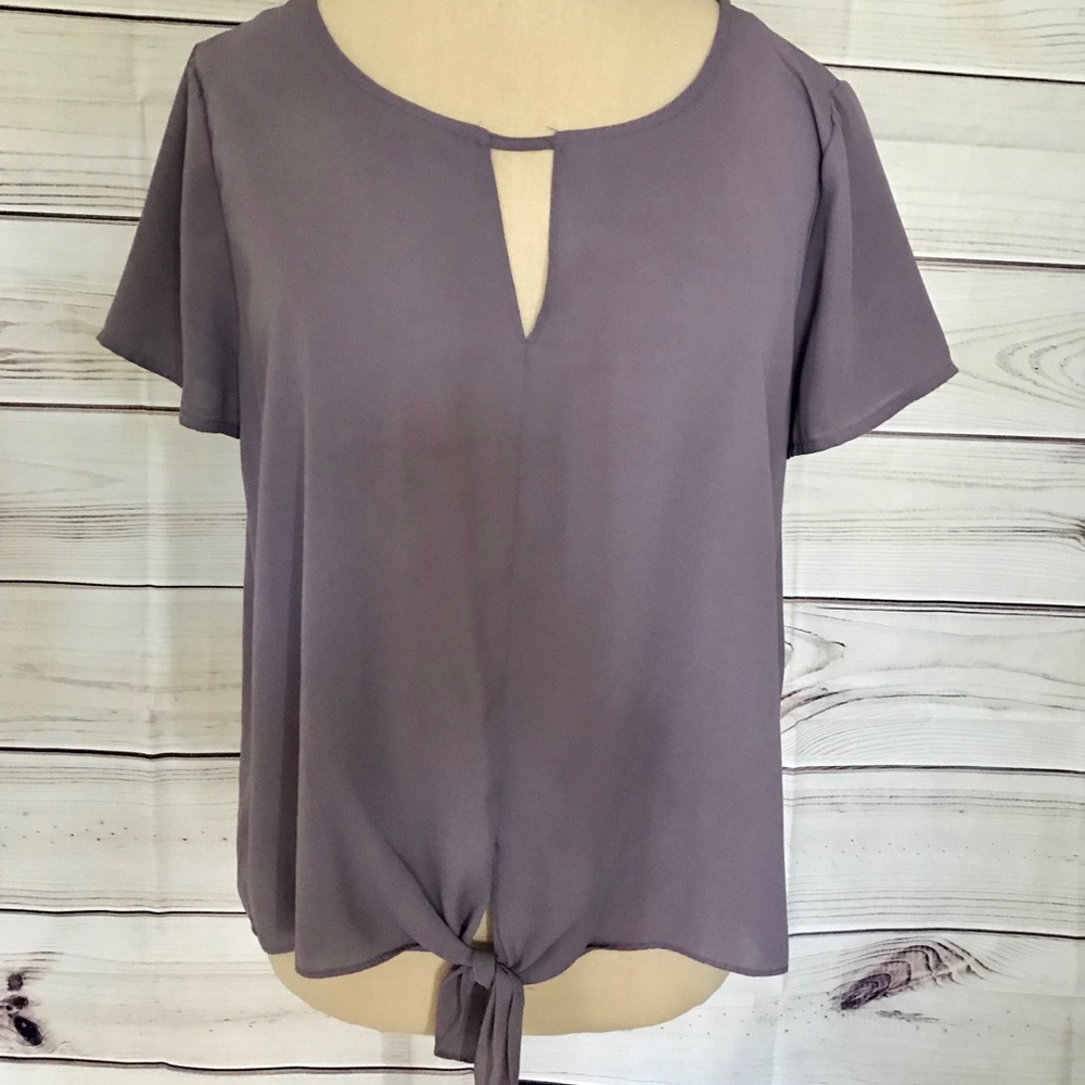 Pink Rose | Purple Tie Front Blouse